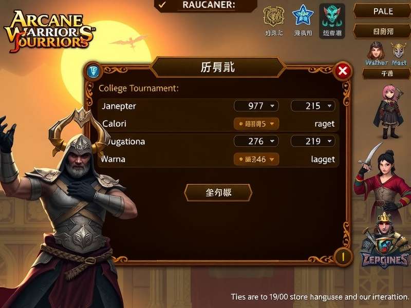 Arcane Warriors Journey language selection screen
